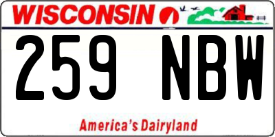 WI license plate 259NBW