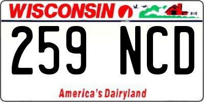 WI license plate 259NCD