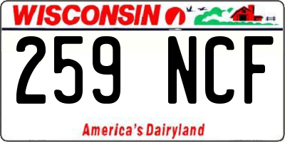 WI license plate 259NCF