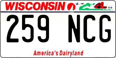 WI license plate 259NCG