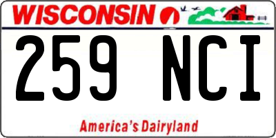 WI license plate 259NCI