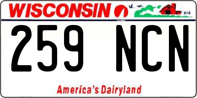 WI license plate 259NCN