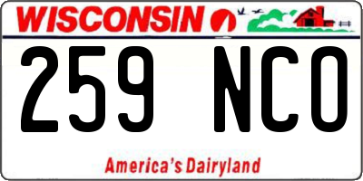 WI license plate 259NCO