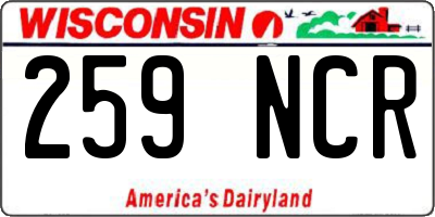 WI license plate 259NCR