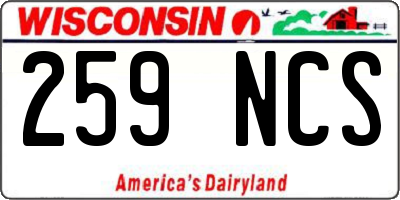 WI license plate 259NCS
