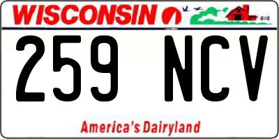 WI license plate 259NCV