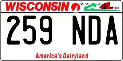 WI license plate 259NDA