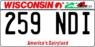 WI license plate 259NDI