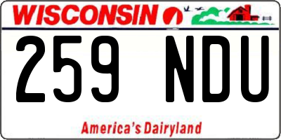 WI license plate 259NDU