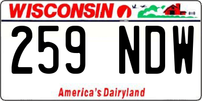 WI license plate 259NDW