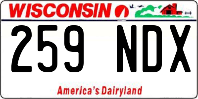 WI license plate 259NDX