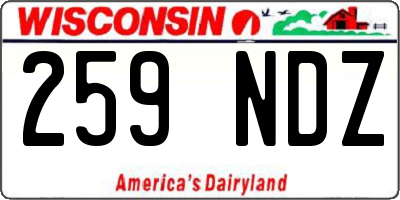 WI license plate 259NDZ