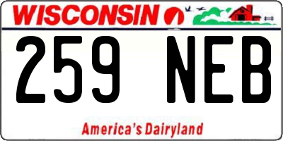 WI license plate 259NEB