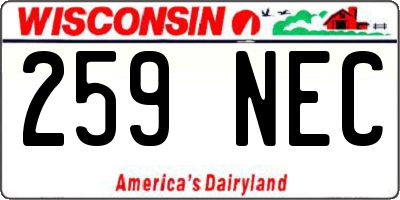 WI license plate 259NEC