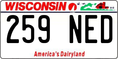WI license plate 259NED
