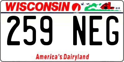 WI license plate 259NEG