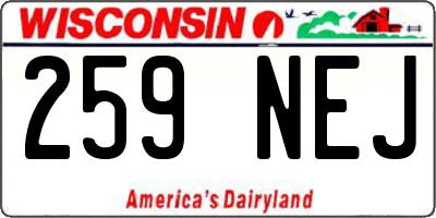 WI license plate 259NEJ