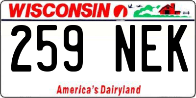 WI license plate 259NEK