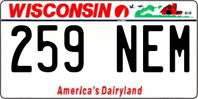 WI license plate 259NEM