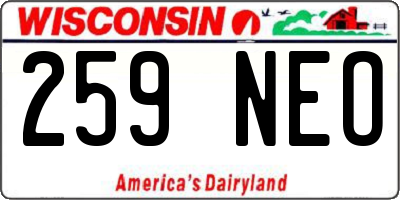 WI license plate 259NEO