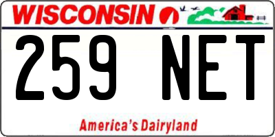 WI license plate 259NET