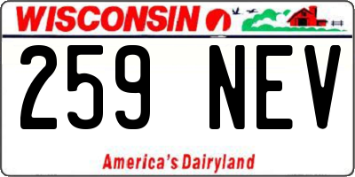 WI license plate 259NEV