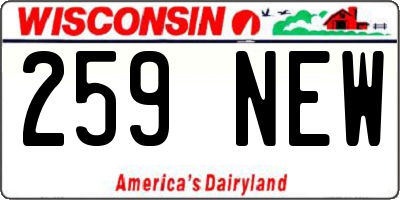 WI license plate 259NEW