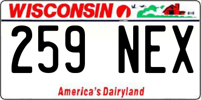 WI license plate 259NEX