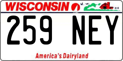 WI license plate 259NEY