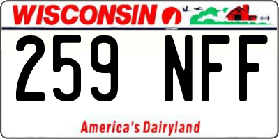WI license plate 259NFF
