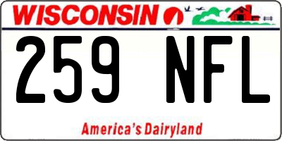 WI license plate 259NFL