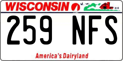 WI license plate 259NFS