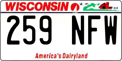 WI license plate 259NFW