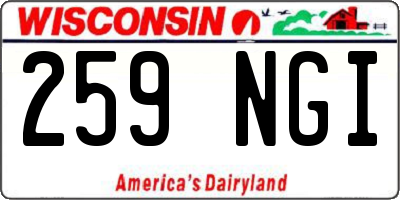 WI license plate 259NGI