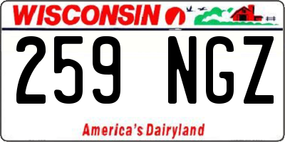 WI license plate 259NGZ