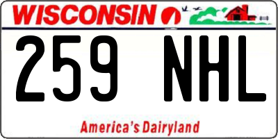 WI license plate 259NHL