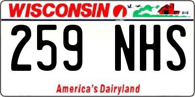 WI license plate 259NHS