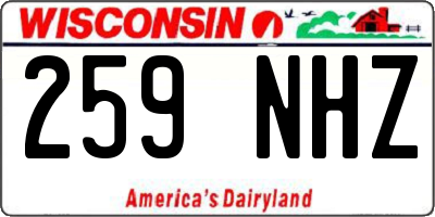 WI license plate 259NHZ