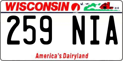 WI license plate 259NIA