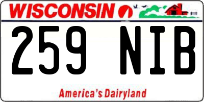 WI license plate 259NIB