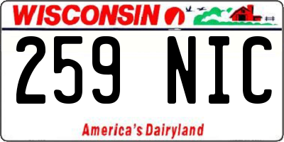 WI license plate 259NIC