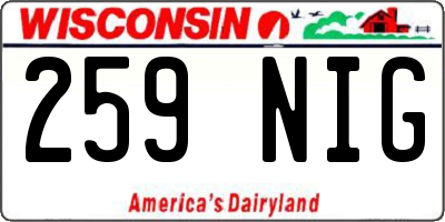 WI license plate 259NIG