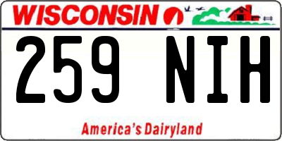 WI license plate 259NIH