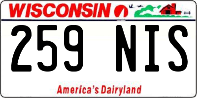 WI license plate 259NIS