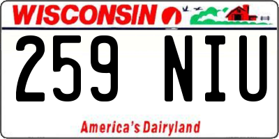 WI license plate 259NIU