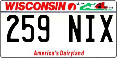 WI license plate 259NIX