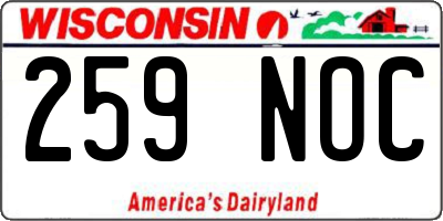 WI license plate 259NOC