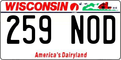 WI license plate 259NOD