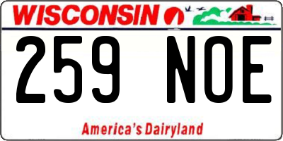 WI license plate 259NOE