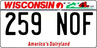 WI license plate 259NOF